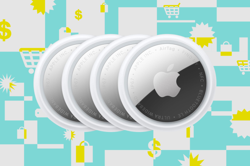 Four Second-Generation Apple Airtags Displayed Together