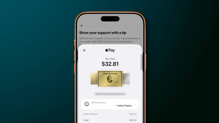 Apple Pay Features Checkout Screen On Iphone Display