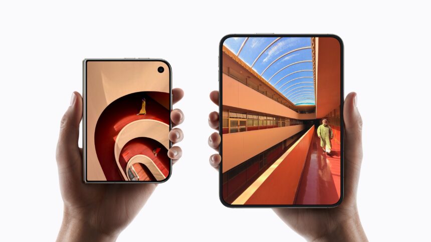 Apple Iphone Duo Foldable Display Resting On A Surface Showing The Inner Screen