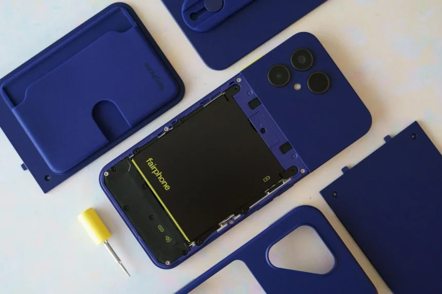 Fairphone 6 Plus Disassembled Showing Modular Internal Parts And Repair Tools